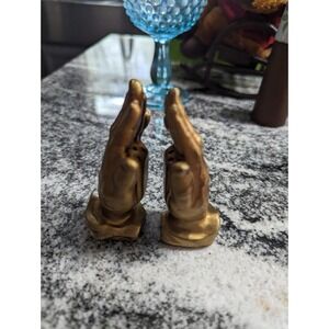 Vintage Enesco Praying Christian Gold Hands Japan Salt And Pepper Shaker Set